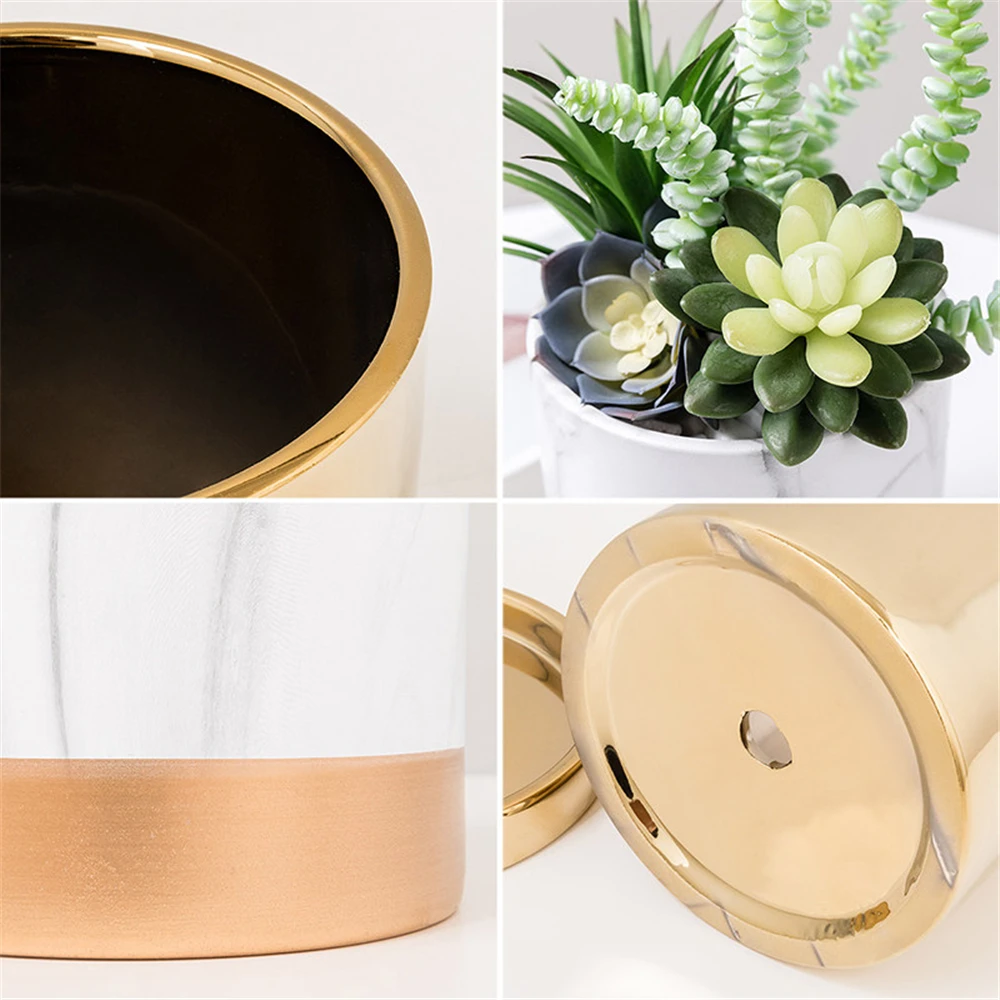

B-LIFE Modern Style Marbling Ceramic Flower Pot Succulent/Cactus Planter Pots Container Bonsai Planters with Hole Decorative