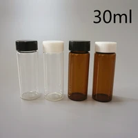 50pcspack 30ml clear brown glass sample bottles essential oil bottle lab chemistry vial container