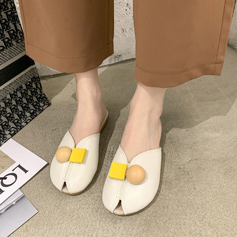 

2021 New Flats Beach Slides Summer Slippers Women Shoes Woman Flip Flops Mules Fish Mouth Comfortable Slipper Pantuflas De Mujer