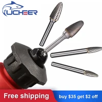 ucheer 1pc 6mm f type singledouble cut carbide burr cutter metal grinding carving rotary file cylindrical router bit