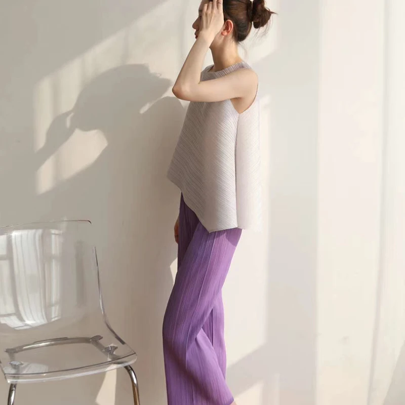 

Women'S Top Summer Ultra-Thin Design Breathable Sleeveless Top Loose Style Fashion Elegant Women'S Harajuku Asymmetric T-Shirt