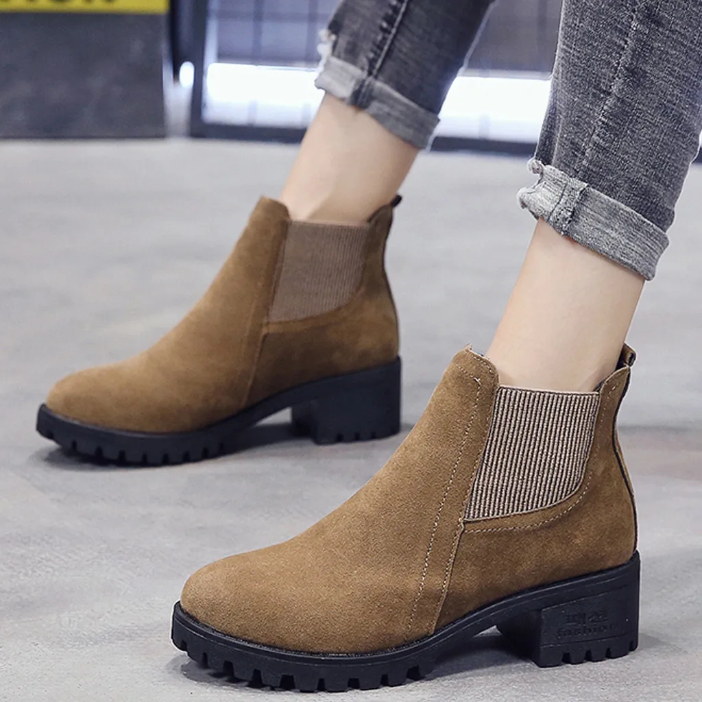 

Classic women winter boots British style Women Boots non-slip Ankle Boots Booties stretch Women Shoes suede boots Ankle