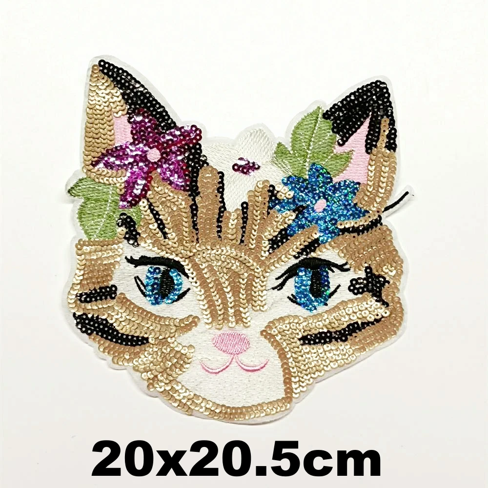 

Design large embroidery big cats animal cartoon patches for clothing HE-3263