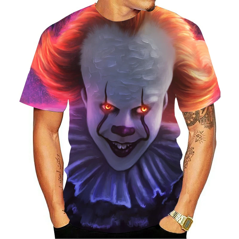 

2021 new horror movie T-shirt 3D printing T-shirt Cool men and women all-match T-shirt casual streetwear clown T-shirt