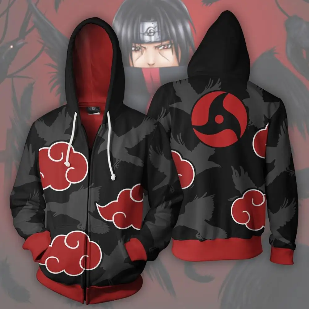 Akatsuki Uzumaki наруто костюмы Наруто Учиха толстовки itachi куртка для косплея с 3D принтом на молнии для мужчин и женщин спортивные толстовки - Цвет: Серебристый