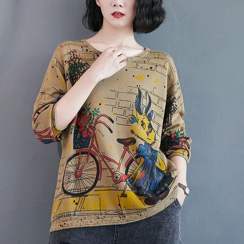 Женский свитер в стиле Харадзюку повседневный вязаный джемпер с цветочным