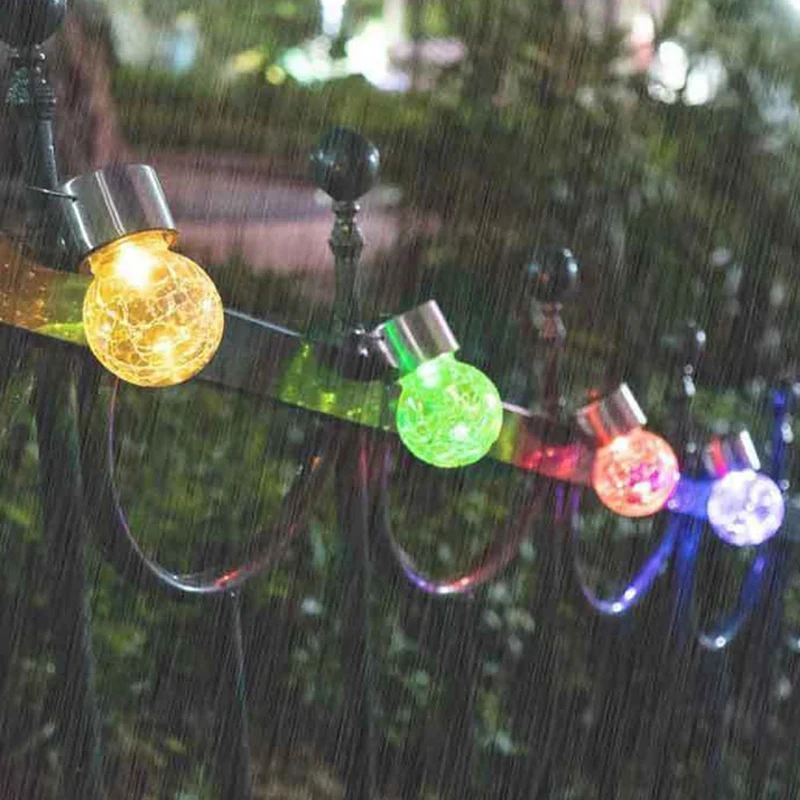 

Outdoor Led Garden Hanging Lamp Ball Glass Bulb Crack Solar Light Balcony Layout Decor Christmas Wish Waterproof Night Lights