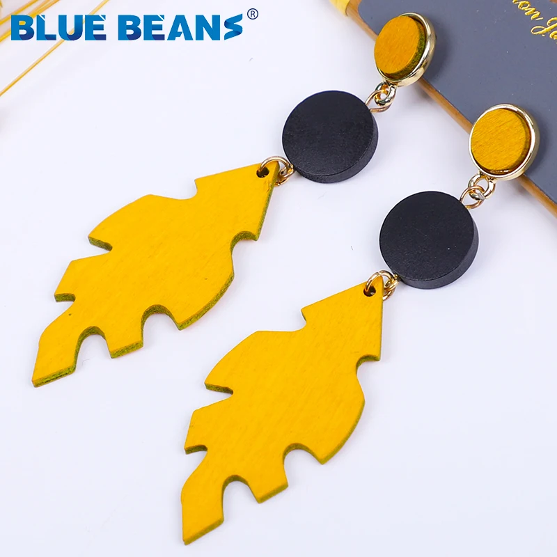 Женские серьги из жемчуга и дерева богемные в стиле бохо большие геометрические