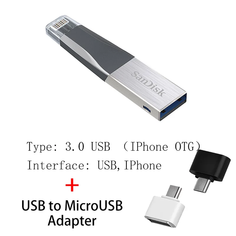 USB флеш-накопитель sandisk ixpand OTG 64, 128 ГБ, флешка 128 ГБ, 64 ГБ, 32 ГБ, 256 ГБ, флеш-накопитель 3,0, USB флешка, диск на ключ, память для телефона - Цвет: IX40N A