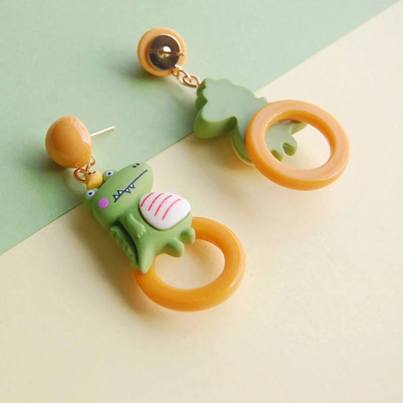 

Fashion Creative Sweet Cute Crocodile Earring For Women Green Color Stud Earrings Gift Party Trendy Fine Jewelry