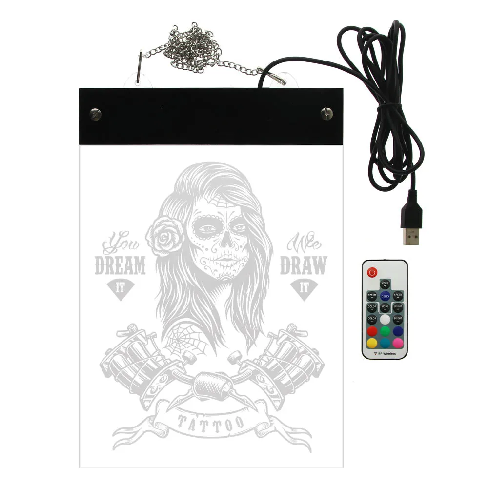 You Dream It We Draw Tattoo Studio LED Business Logo Girl Electric Display Sign oist Lighting рекламная доска|Таблички и