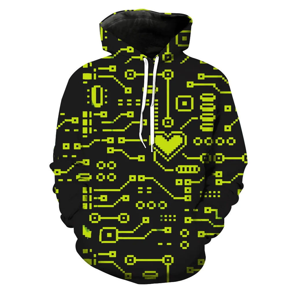 

CNUUIKOOEK Sweatshirts Men's 3D Maze Printed Hooded Pocket Pullover Hoody Hoodies
