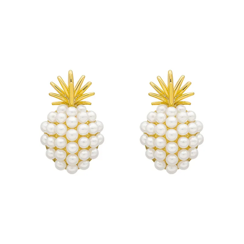 

New Arrival Geometric Pearl Women Classic Stud Earrings Pineapple Pearl Earrings Female Fashion Earrings Female Jewelry