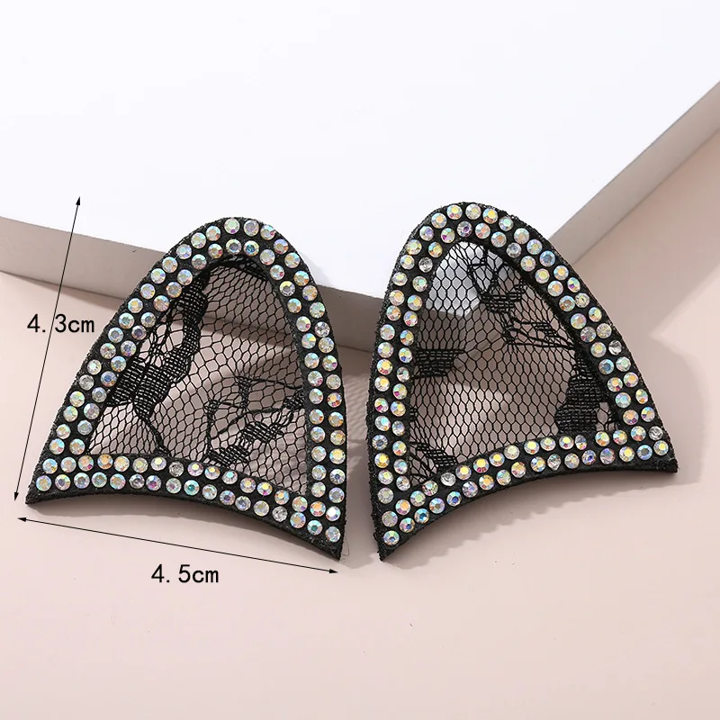 1 пара нашивки с кошачьими или кроличьими ушками стразы в полоску блестками для
