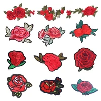 beautiful rose patch flower sticker iron on clothes heat transfer applique embroidered application cloth fabric sequin patches h