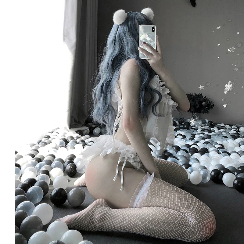 Горячее сексуальное белое нижнее белье прозрачное кружевное платье с цветочным