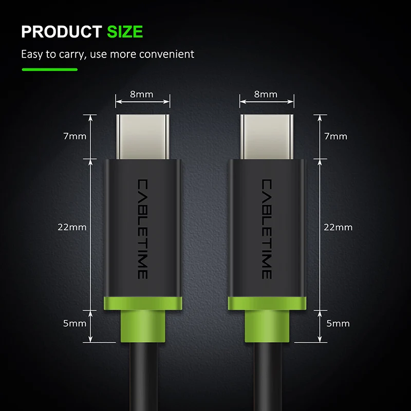 CABLETIME USB Type C 2 0 подставка для Type-c высокоскоростного кабеля брюк мальчиков от 1 м Usb