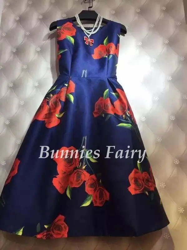 BunniesFairy Весна Осень Хепберн Винтаж Ретро Пастельные цветы цветочный принт Высокая талия платье-майка без рукавов Vestidos