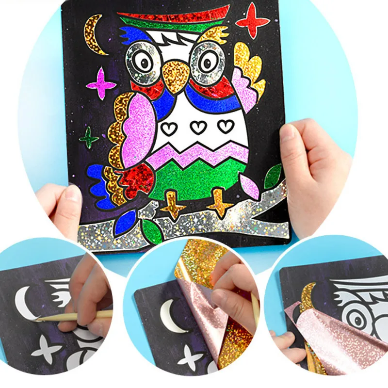 

9pcs/Set Cute Cartoon DIY Magic Transfer Wticker Transfer Painting Crafts for Kids Arts And Crafts Toys for Children Gift