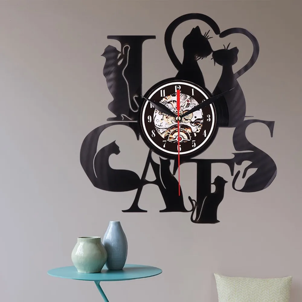 Ccreature винтажные 3D Ретро Настенные Часы светодиодный свет современные виниловые