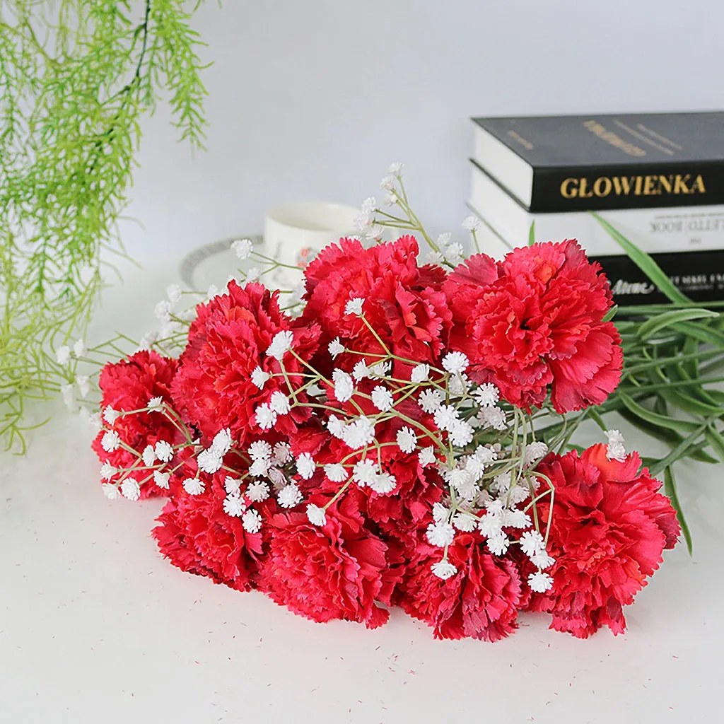 Искусственные гвоздики Шелковый цветок Свадебная Гортензия дом Матери/День