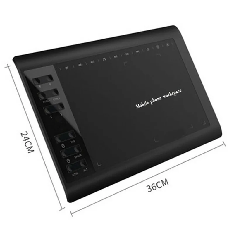 10x6&quot Professional Graphics Drawing Tablet 12 Express Keys 8192 Levels Battery-Free Stylus/30pcs Pen Refill Support PC/Laptop |