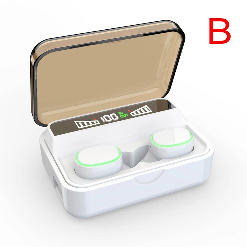 White B TEBAURRY TWS, беспроводные наушники Bluetooth 5,0, наушники 6D, стерео басовые наушники, мини Беспроводные наушники с емкостью 2200 мАч - Цвет: White B