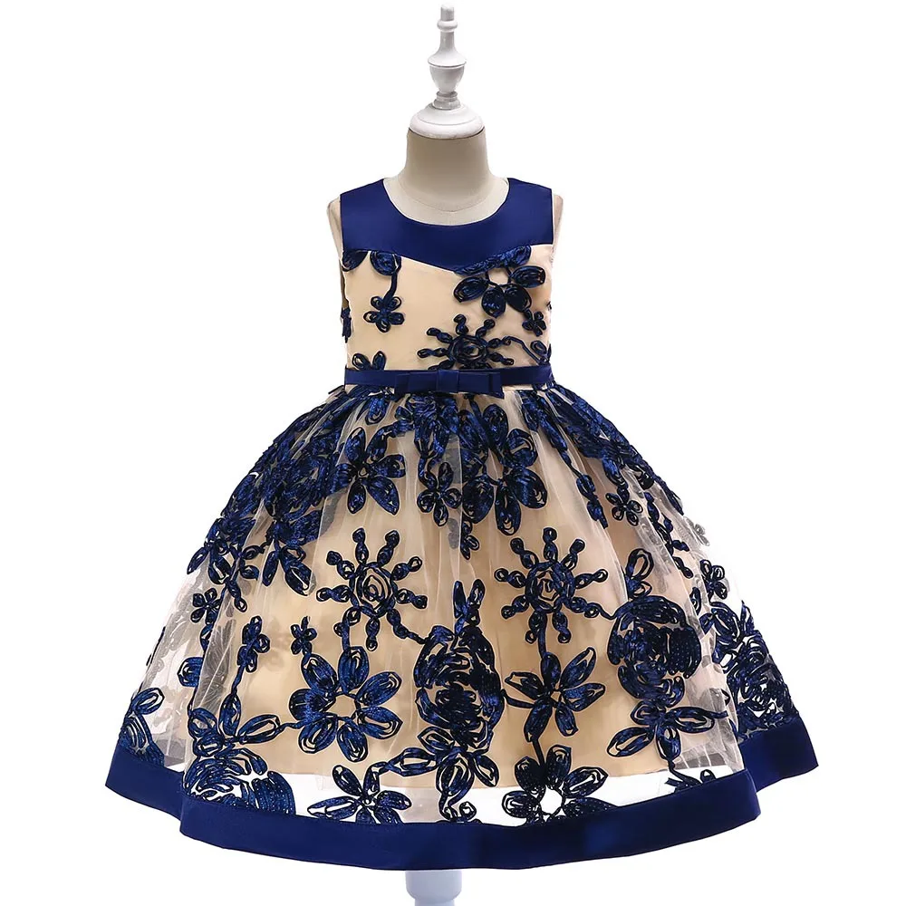 

Hot Sale Girl Princess O-neck Birthday Party Lace Dress Fashion Sleeveless Girls Flower Dresses Elegant Kids Wedding Clothes