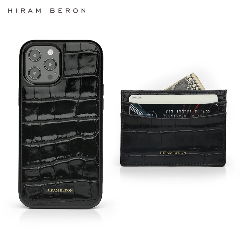 

Hiram Beron Free Monogram Luxury Premimum Italian Card Wallet with Mobile Case Croco Pattern Dropship