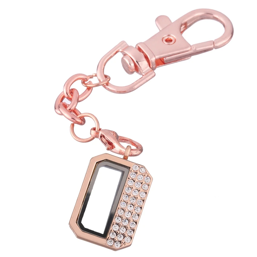 10 шт./лот прямоугольник половина с кристаллом Открытое кольцо для ключей