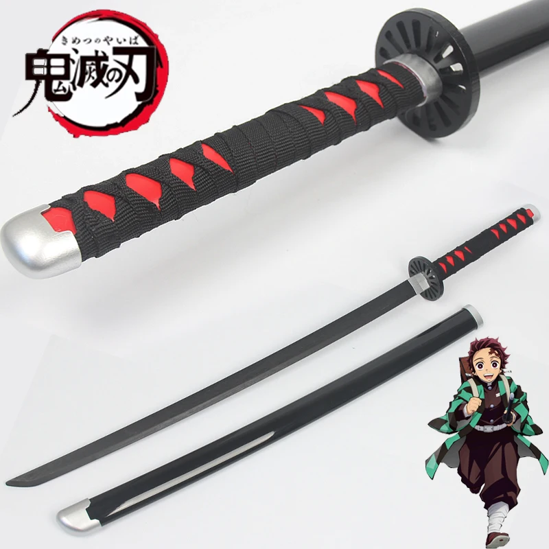 

103 см деревянный меч для аниме, убийца демонов, камадо, танджиро, бритвенное лезвие, Подростковая игрушка, реквизит для косплея, без остроты