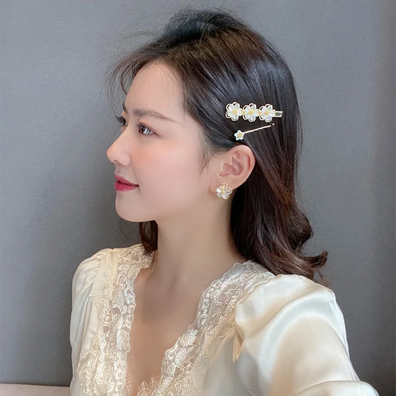 

MENGJIQIAO 2020 Korean Trendy Hair Accessories Metal Shell Flower Hair Pins Clips For Women Girls Elegant Pearl Hair Jewelry