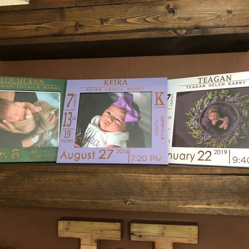 Engraved new baby Picture frames custom Birth Announcement photo Frame Gifts for New Parents shower gift Nursery decor | Дом и сад