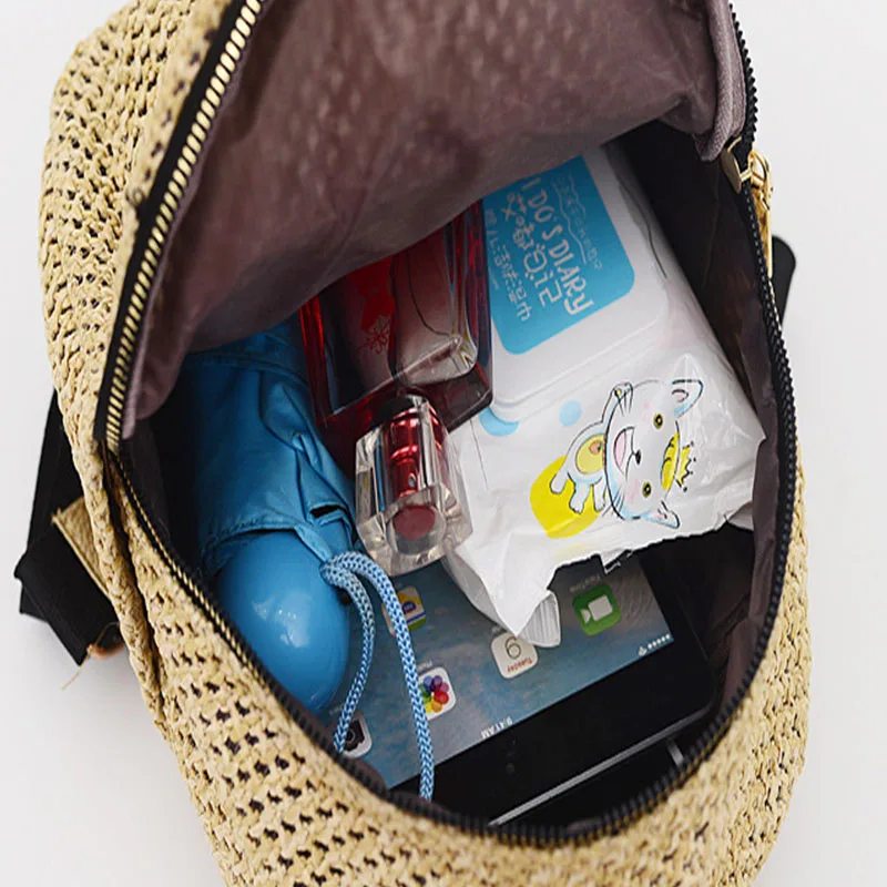

Mini backpack for women 2020 new Korean version of small fresh hollow hollow straw bag fashion woven backpack casual small bag