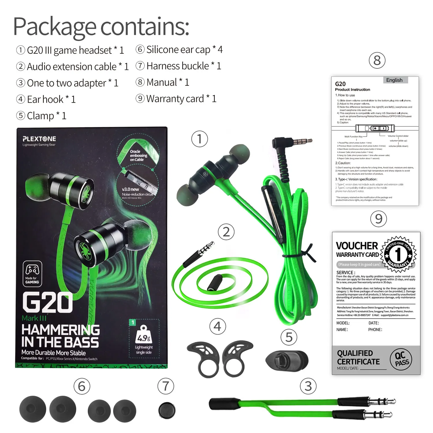 Наушники-вкладыши Plextone маленькие с микрофоном и шумоизоляцией стерео - купить по