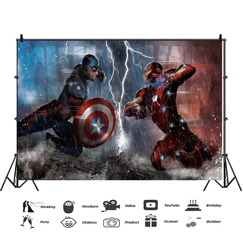 Виниловый фон для фотосъемки с изображением героев фильма Супер герои - купить по