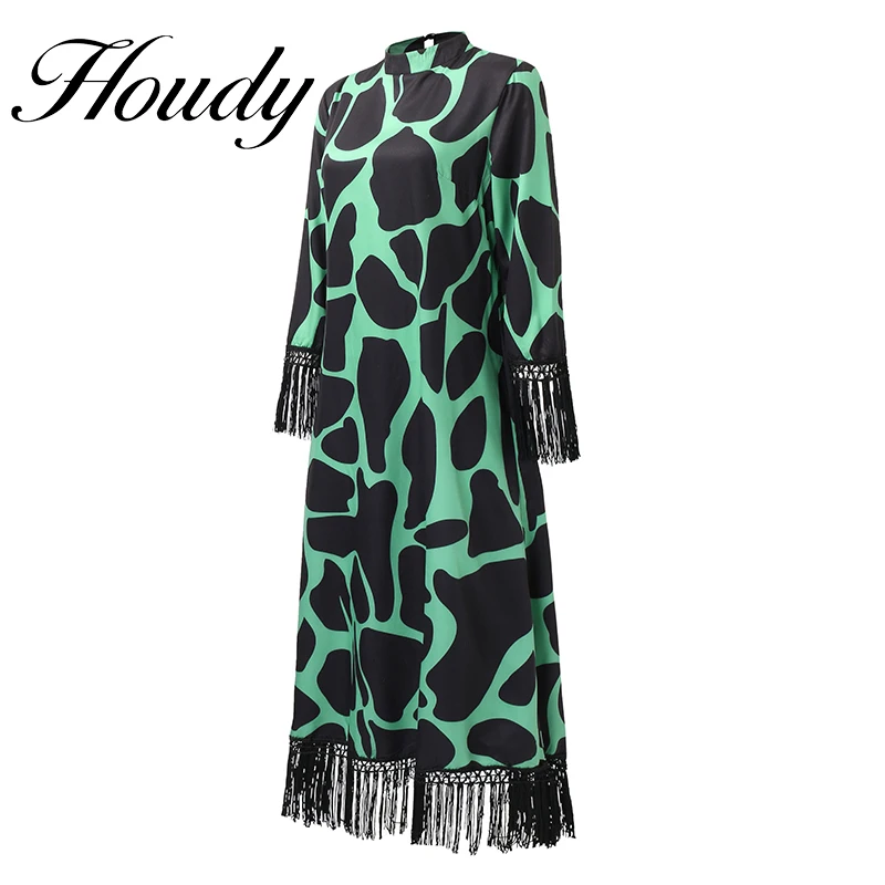 Женское платье с принтом в мусульманском стиле декорированная контрастностью