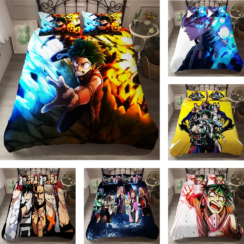 

Комплект постельного белья с рисунком аниме My Hero Academia, детская наволочка, Queen King, двуспальный, красочный