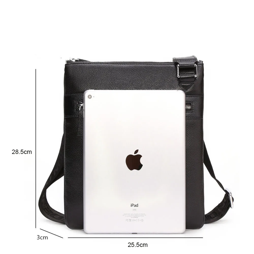 Мужская роскошная сумка-мессенджер BISON DENIM черная брендовая сумка через плечо из