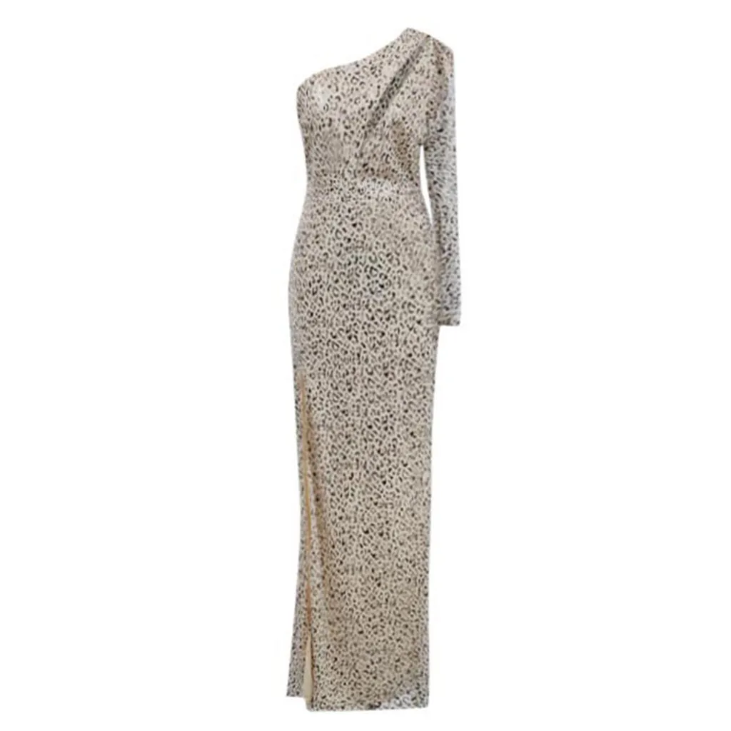 Блестящее платье с одним открытым плечом и блестками женское блестящее длинным