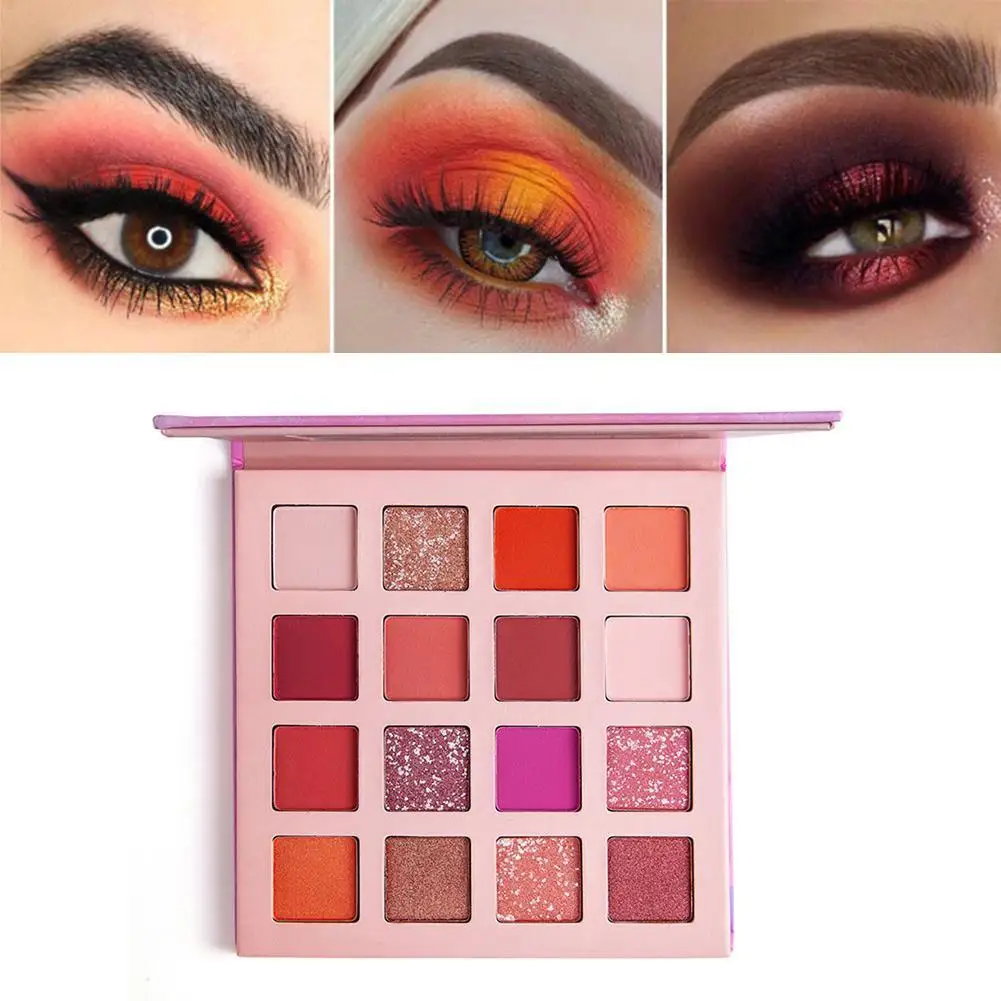 16 цветов мерцающие матовые тени для век Палитра стойкий водостойкий мерцающий