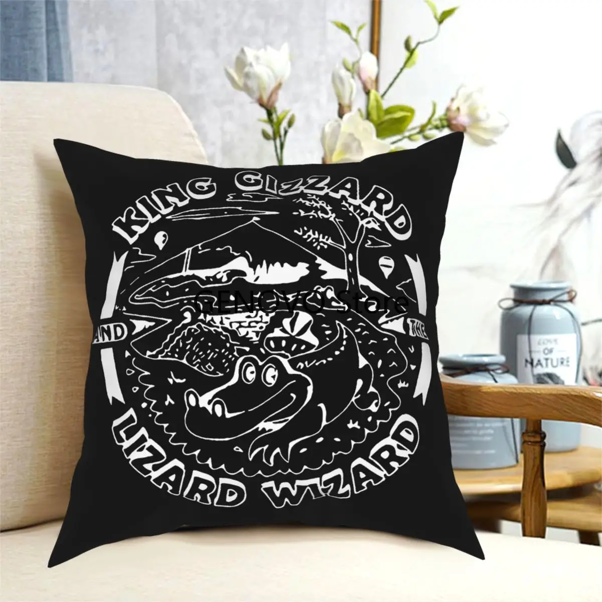 

King Gizzard And The Lizard Wizard Circle Throw Pillow Cover Cushions for Sofa Vintage Cushion Covers