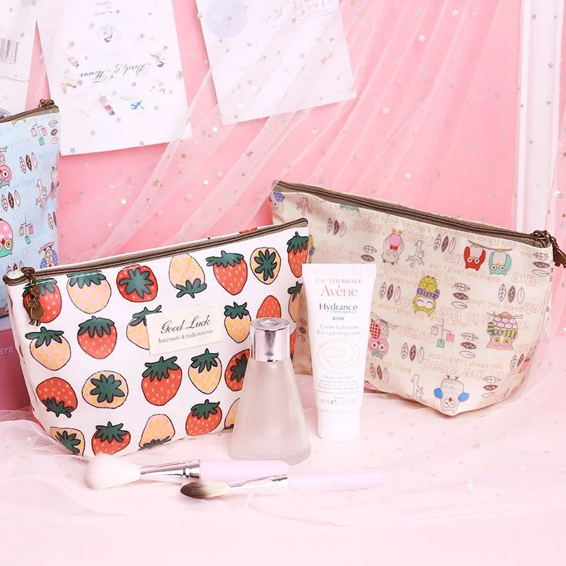 Женская Портативная сумка для макияжа с милым мультяшным рисунком мини хранения