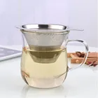 Заварник для чая с двойными ручками и крышкой, сетчатый фильтр из нержавеющей стали для кофе, чашка для чая, ситечко для чая с отрывными листьями