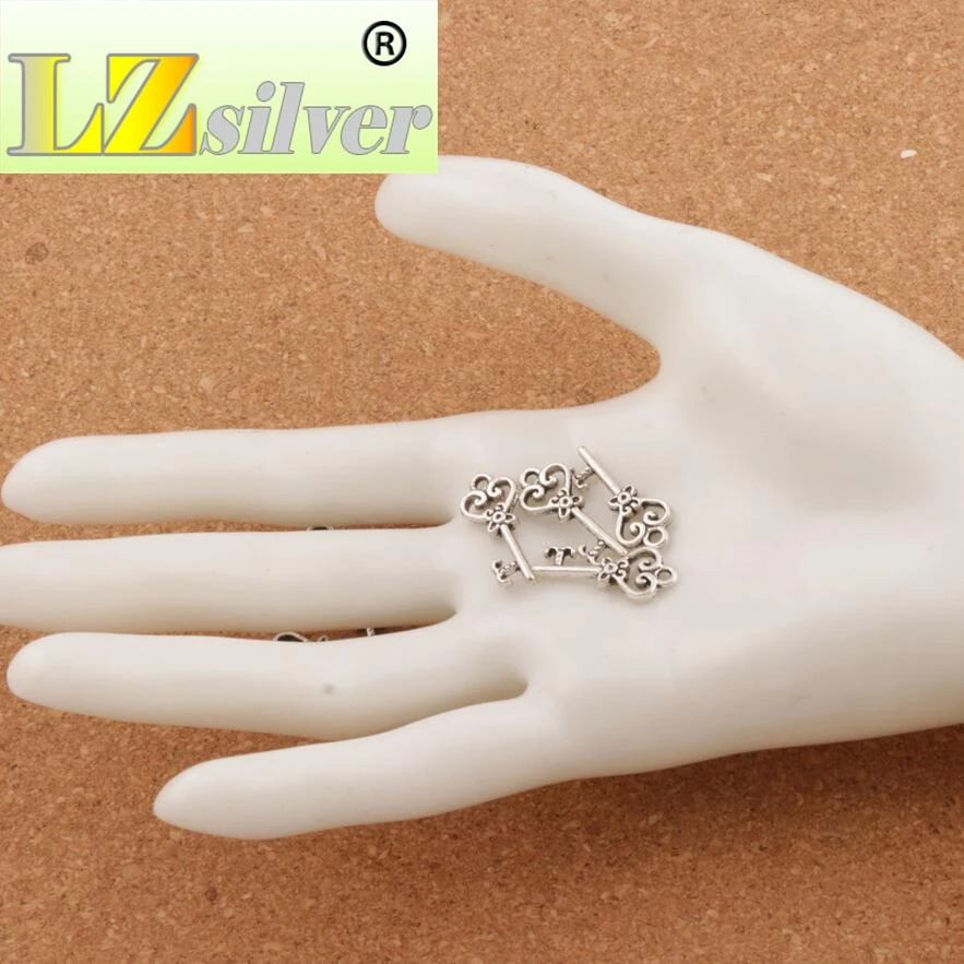 Flower Heart Key Charm Beads 9x21 mm 200pcs Zinc Alloy Pendants Jewelry DIY Fit Bracelets Necklace Earrings L879