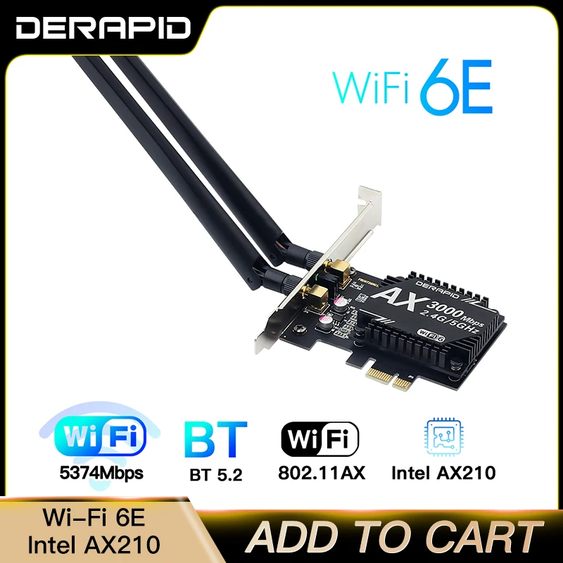 3000 Мбит/с WiFi6E Intel AX210 Bluetooth 5 2 Dual Band 4 г/с) Wi Fi ГГц кард 802.11AX/AC PCI Express Беспроводной