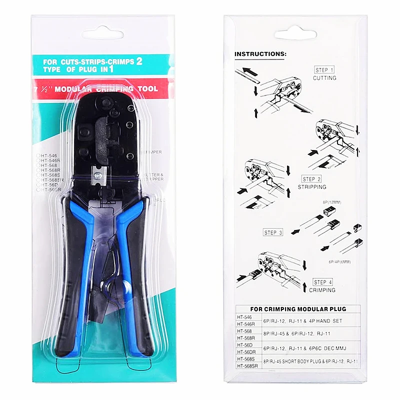 htoc network cable tester rj45 crimp tool kit cat5 cat6 crimping tool 20pcs connectors 20pcs covers and network wire stripper free global shipping