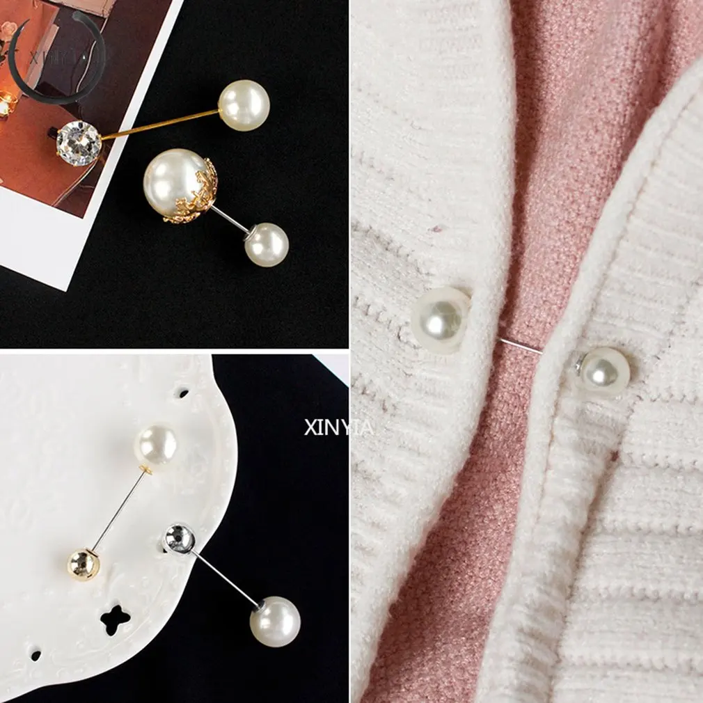 HOT Anti-exposure One Pin Straight Pearl Brooch Accessories Pure Copper Versatile Clothes Buckle | Украшения и аксессуары