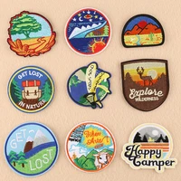 20pcslot round embroidery patches letters strange things nature plant clothing accessories heat transfer badge iron clothes
