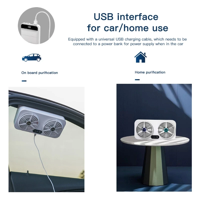 

Car USB Charging Cooling Tool Car Air Circulation Smoke Exhaust Fan Air Cooling Fan 3 Speed Strong Double USB Silent Fan